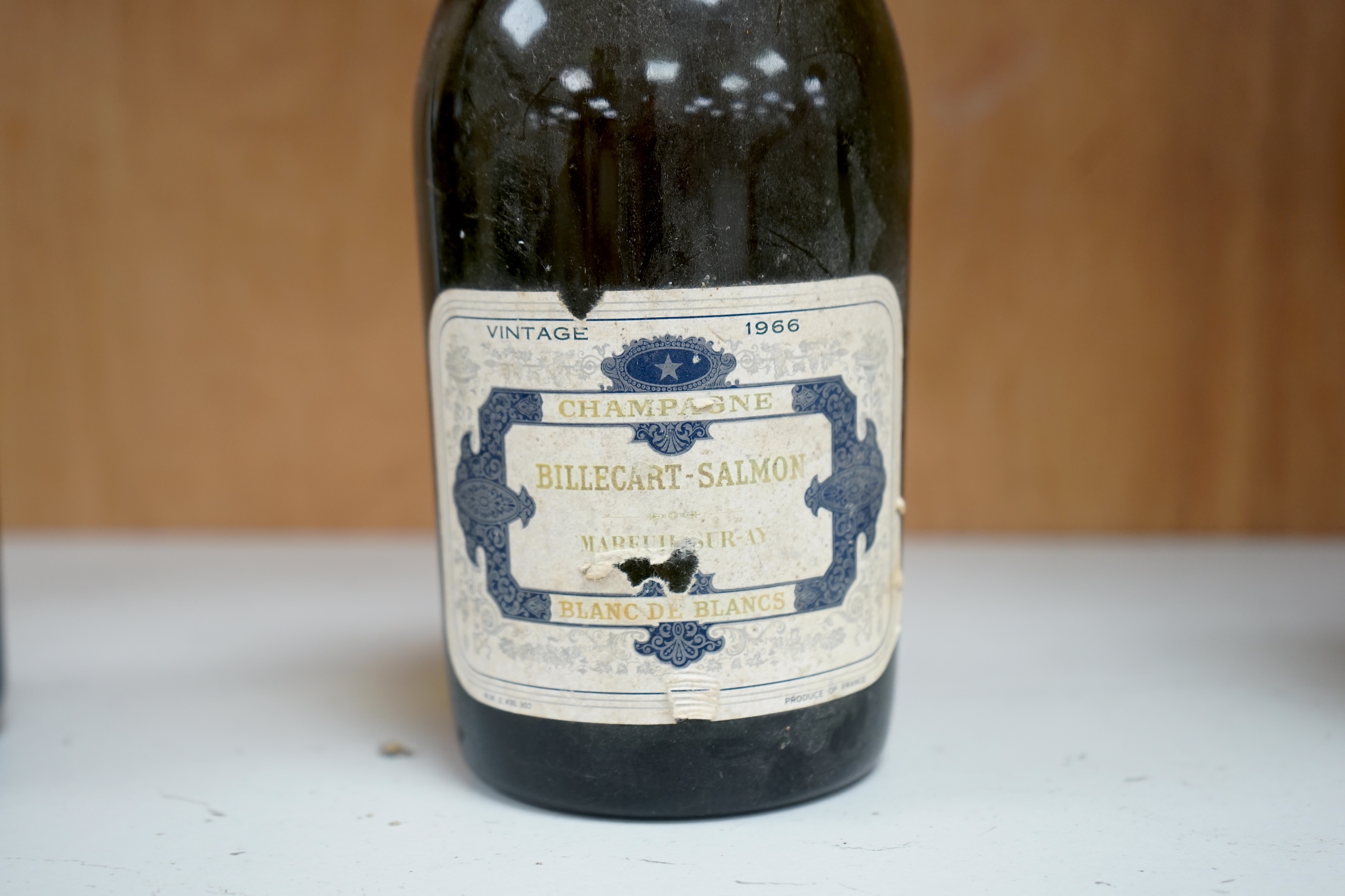 A 1966 Billecart-Salmon bottle of champagne. Condition - good.